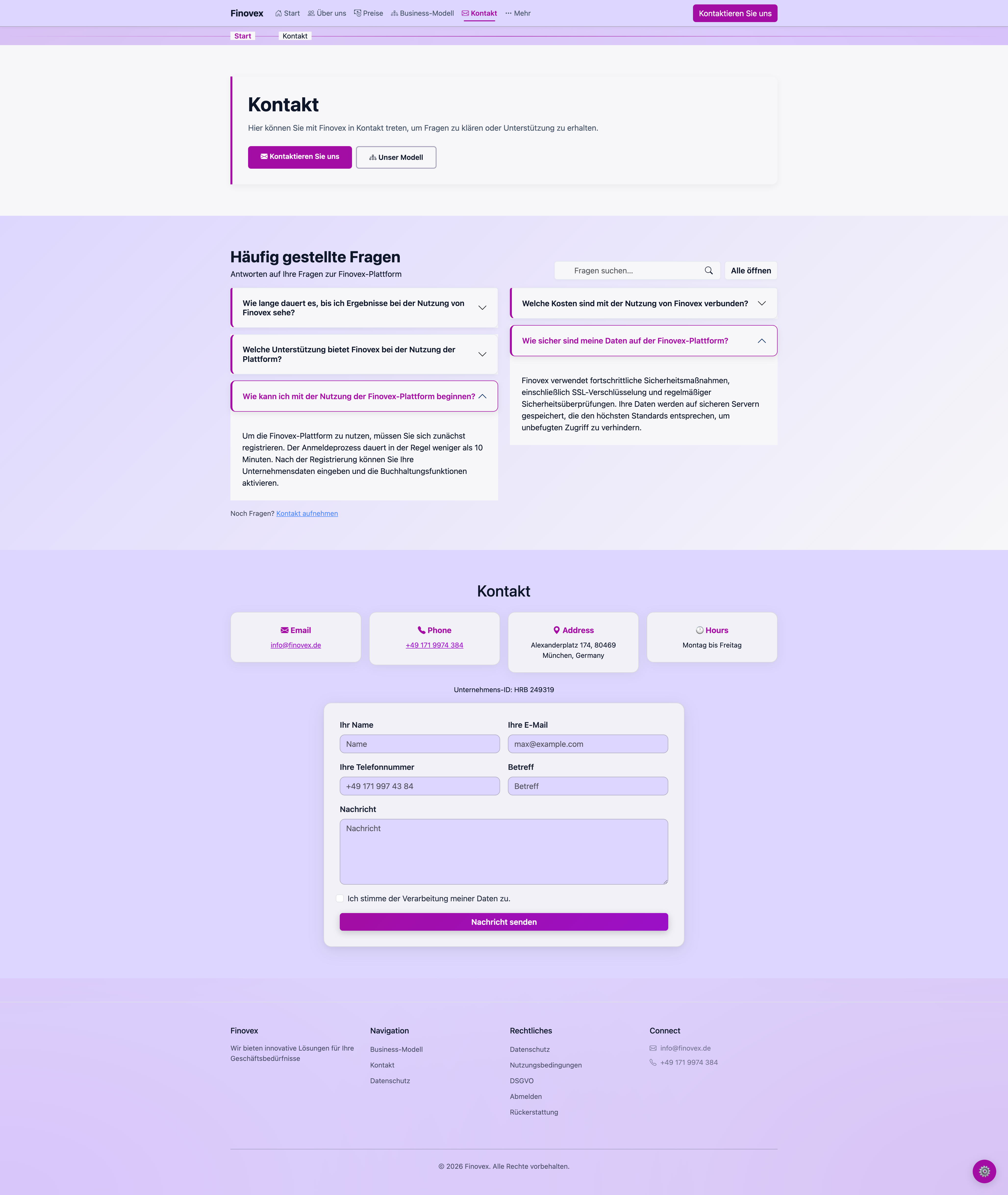 Fintech DE — Contact